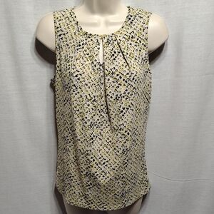 Chic Sleeveless Blouse in Yellow and Black Print